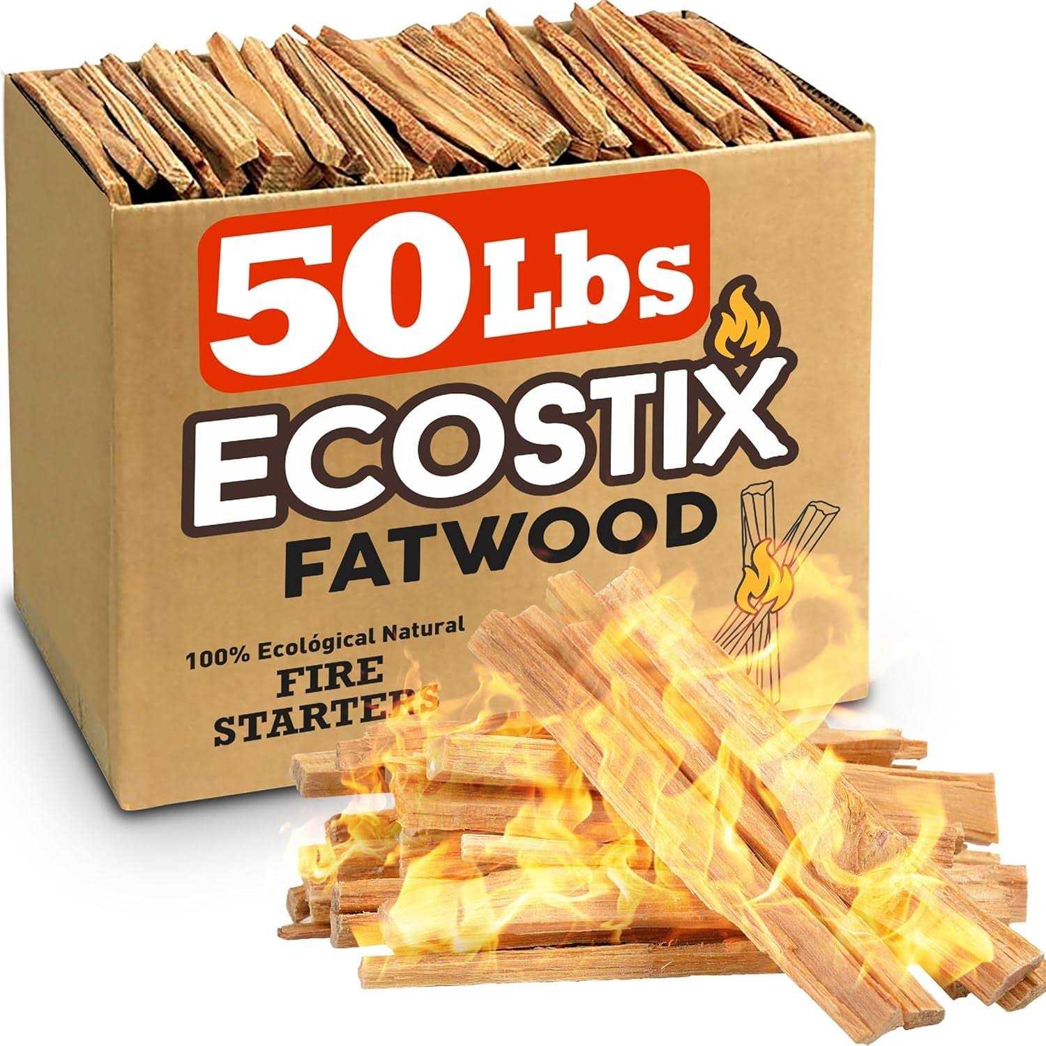 EasyGoProducts Eco-Stix Fatwood Fire Starter Kindling Firewood Sticks 100% Organic Firestarter for Wood Stoves