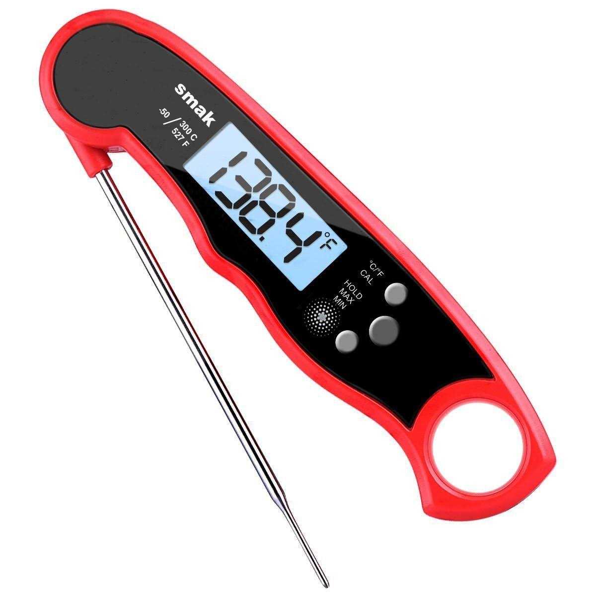 Smak Digital Instant Read Meat Thermometer Waterproof Kitchen Food Cooking Thermometer with Backlight LCD