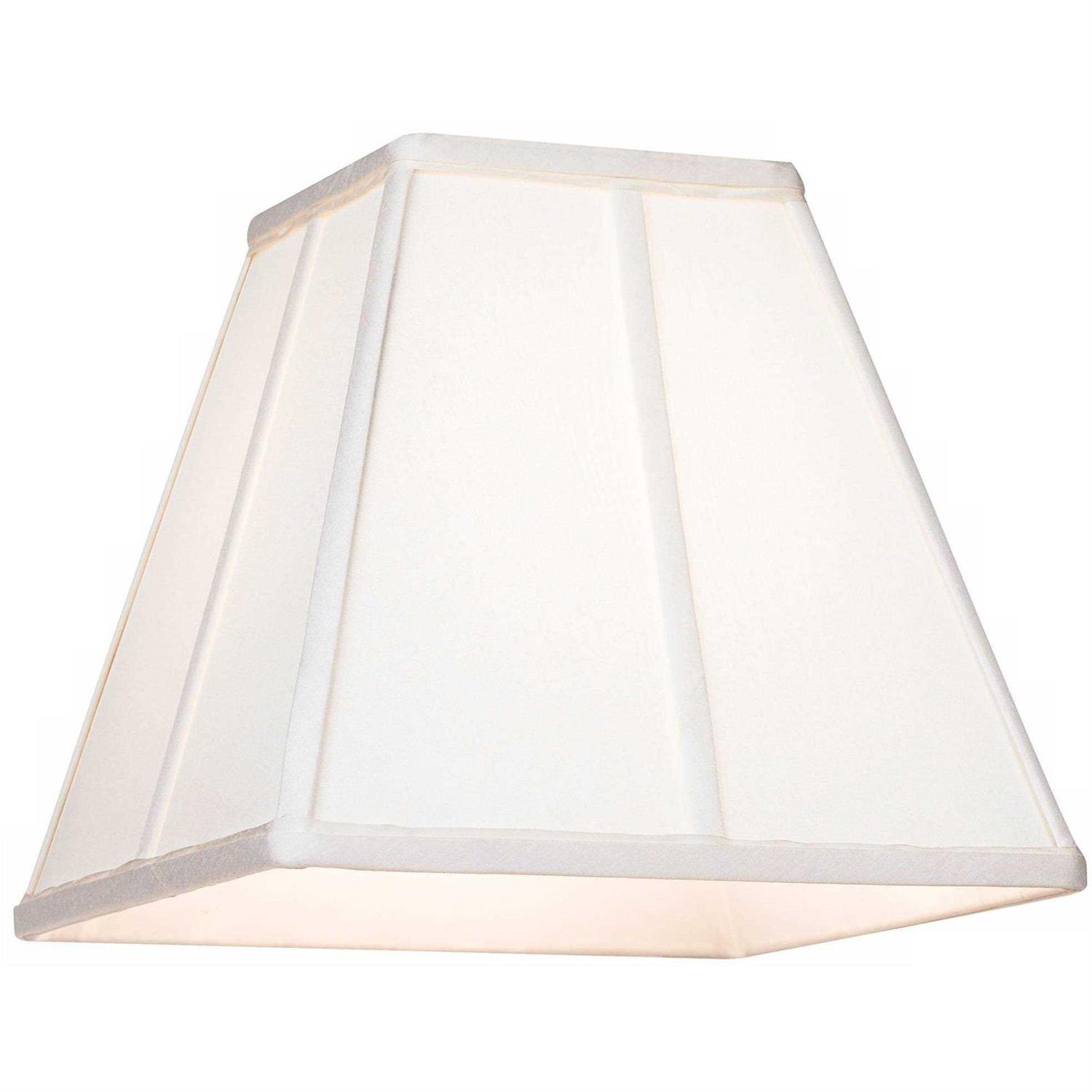 Springcrest Set of 2 Ivory Classic Small Square Lamp Shades 5.25 Top x 10 Bottom x 9 High Replacement with Harp and Finial