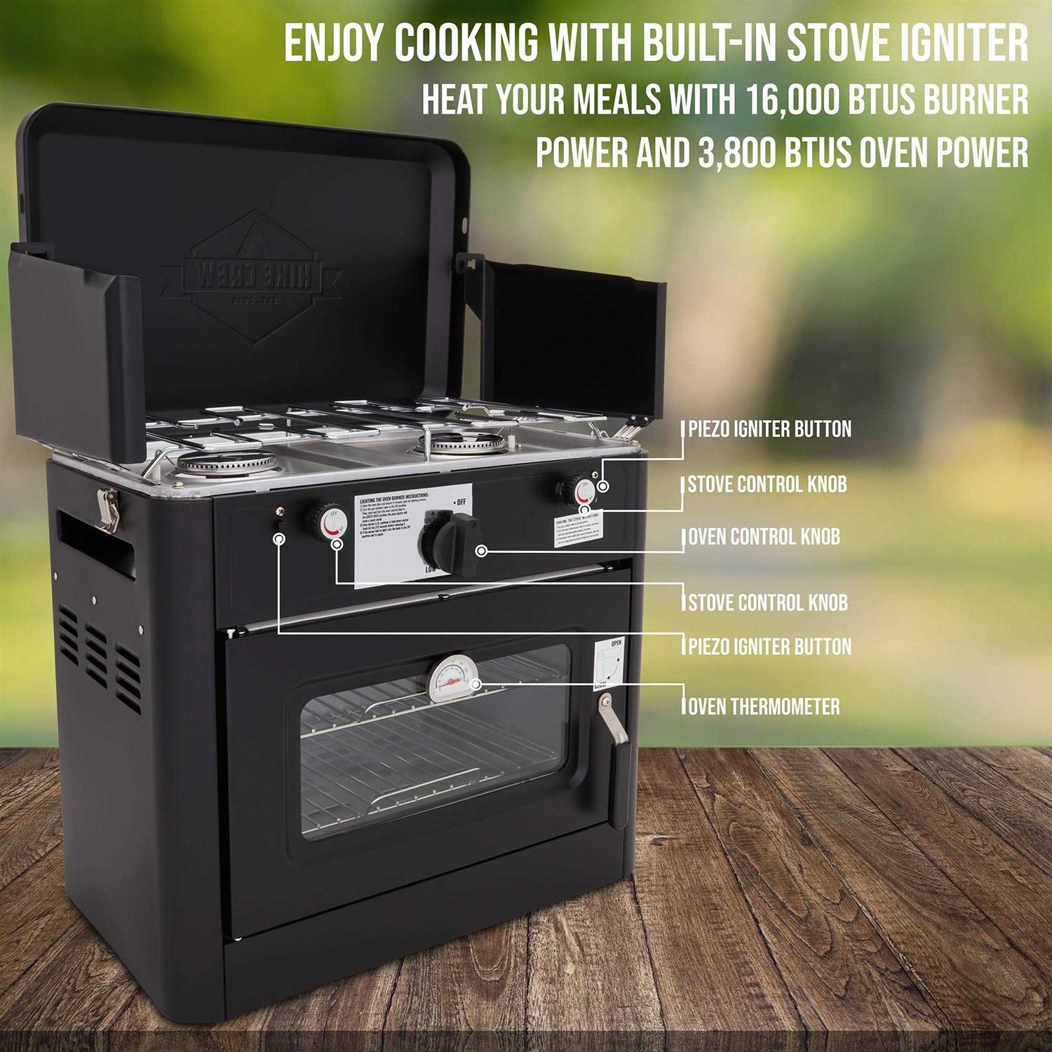 Hike Crew Portable Camping Oven with Dual Burner Propane Stove