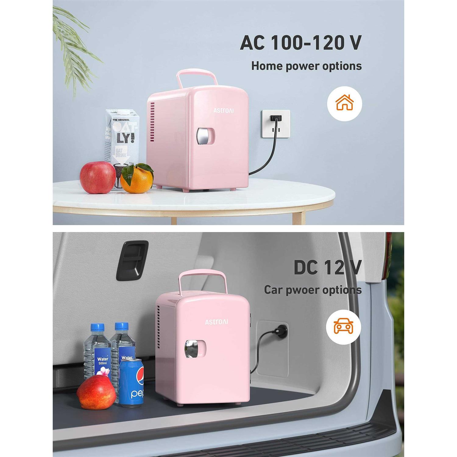 AstroAI Mini Fridge 4 Liter/6 Can AC/DC Portable Thermoelectric Cooler and Warmer for Skincare