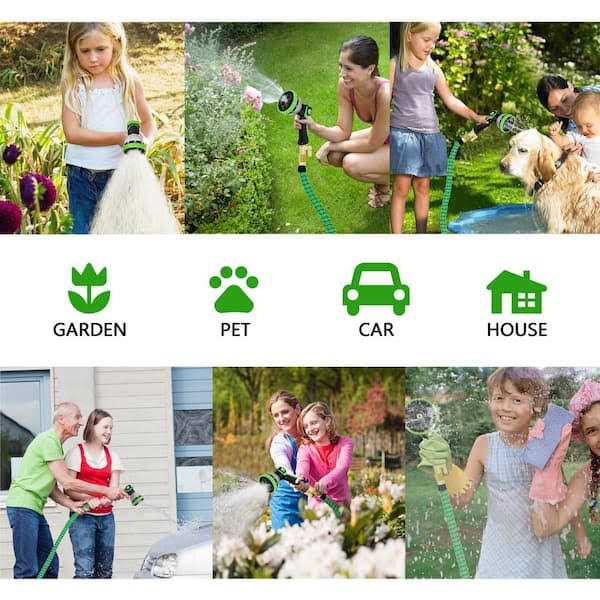 WeGuard 3/4 in. 100 ft. Expandable Garden Hose Flexible Water Hose with 10 Function Nozzle Durable 3750d Water Hose