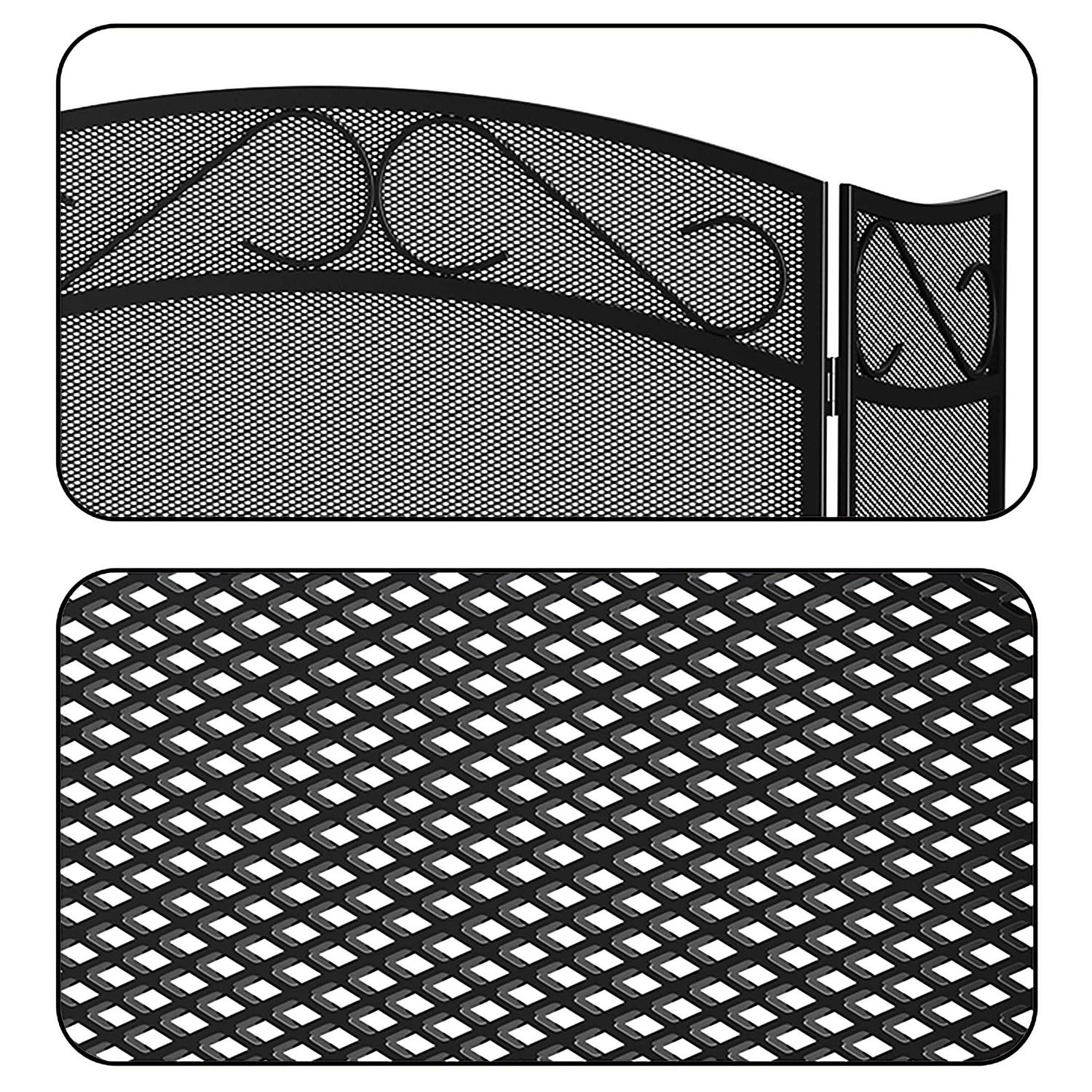Fire Beauty Fireplace Screen 3 Panel Wrought Iron 48 x 29 Spark Guard Cover