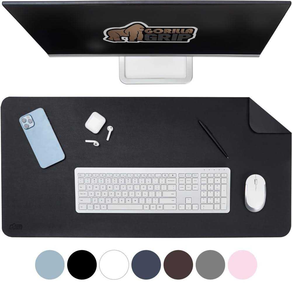 Gorilla Grip Desk Mat, Non Slip and Heat Resistant Mouse Pad Soft PU Leather Pads