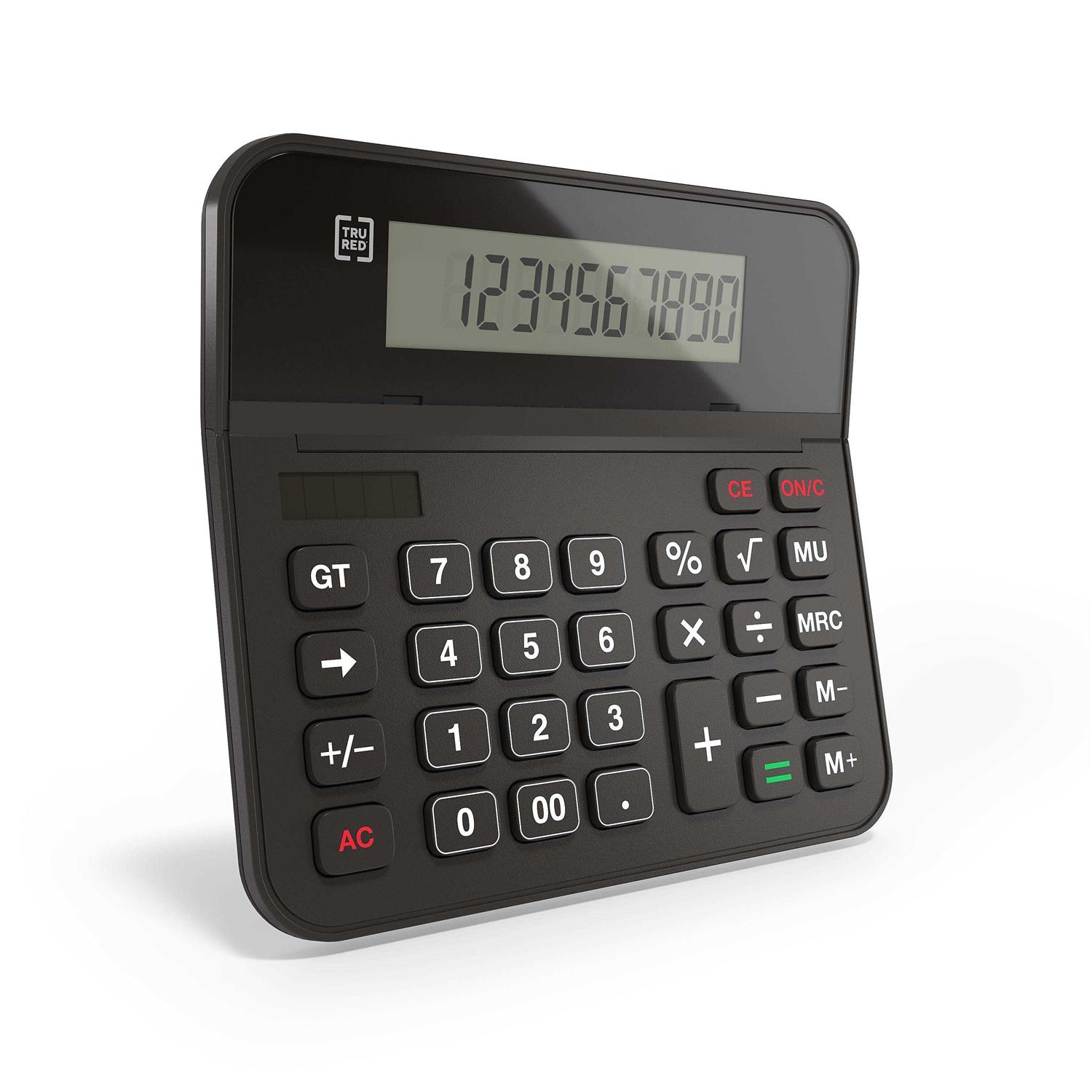 Tru RED Staples 10-Digit Battery/Solar Powered Basic Calculator