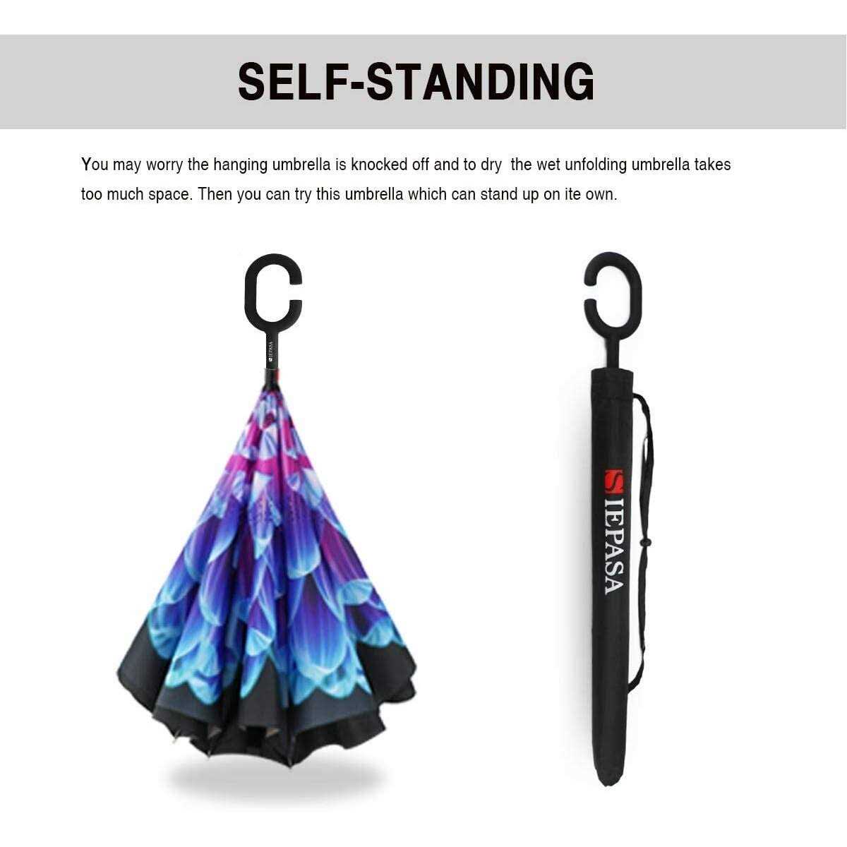 Siepasa Spar. Saa Double Layer Inverted Umbrella with C-Shaped Handle