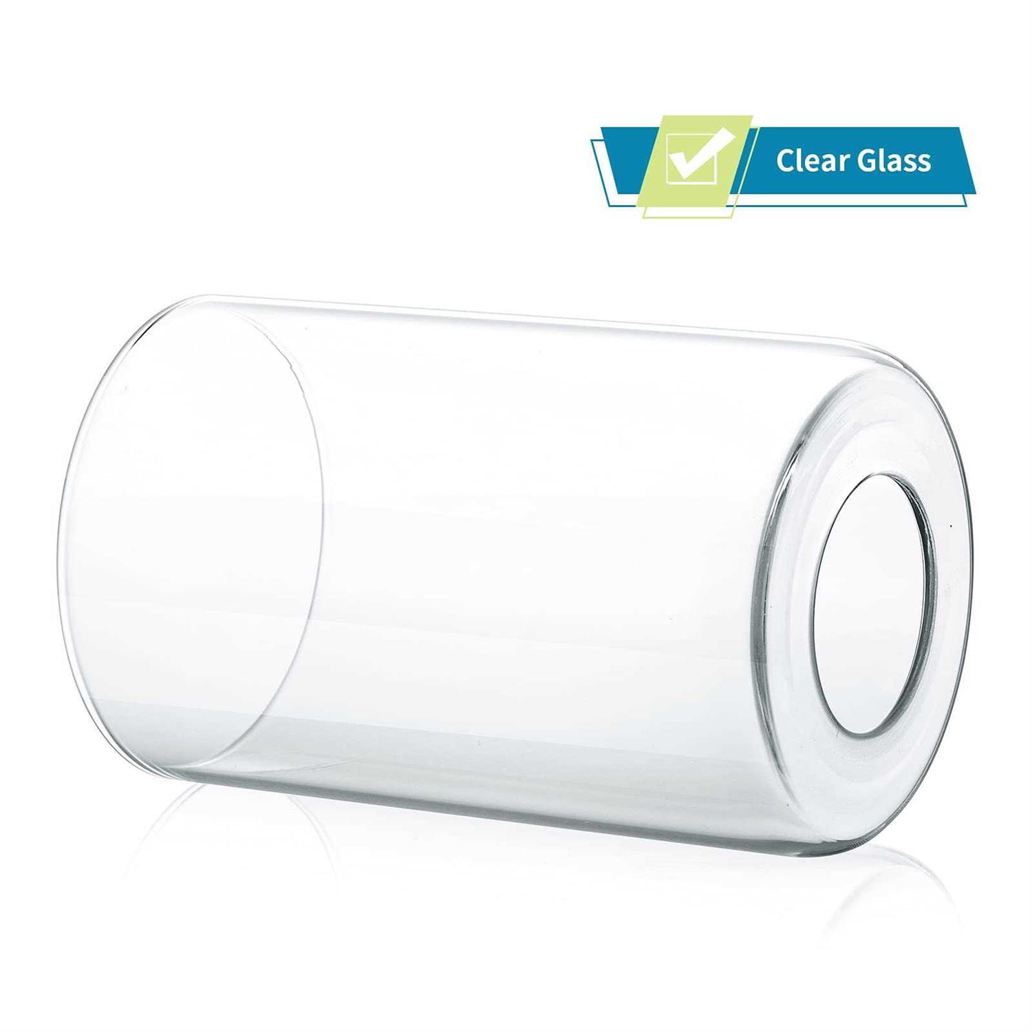 Skelang 2 Pcs Clear Glass Shade Cylinder Glass Lamp Shade with 1-5/8 Fitter