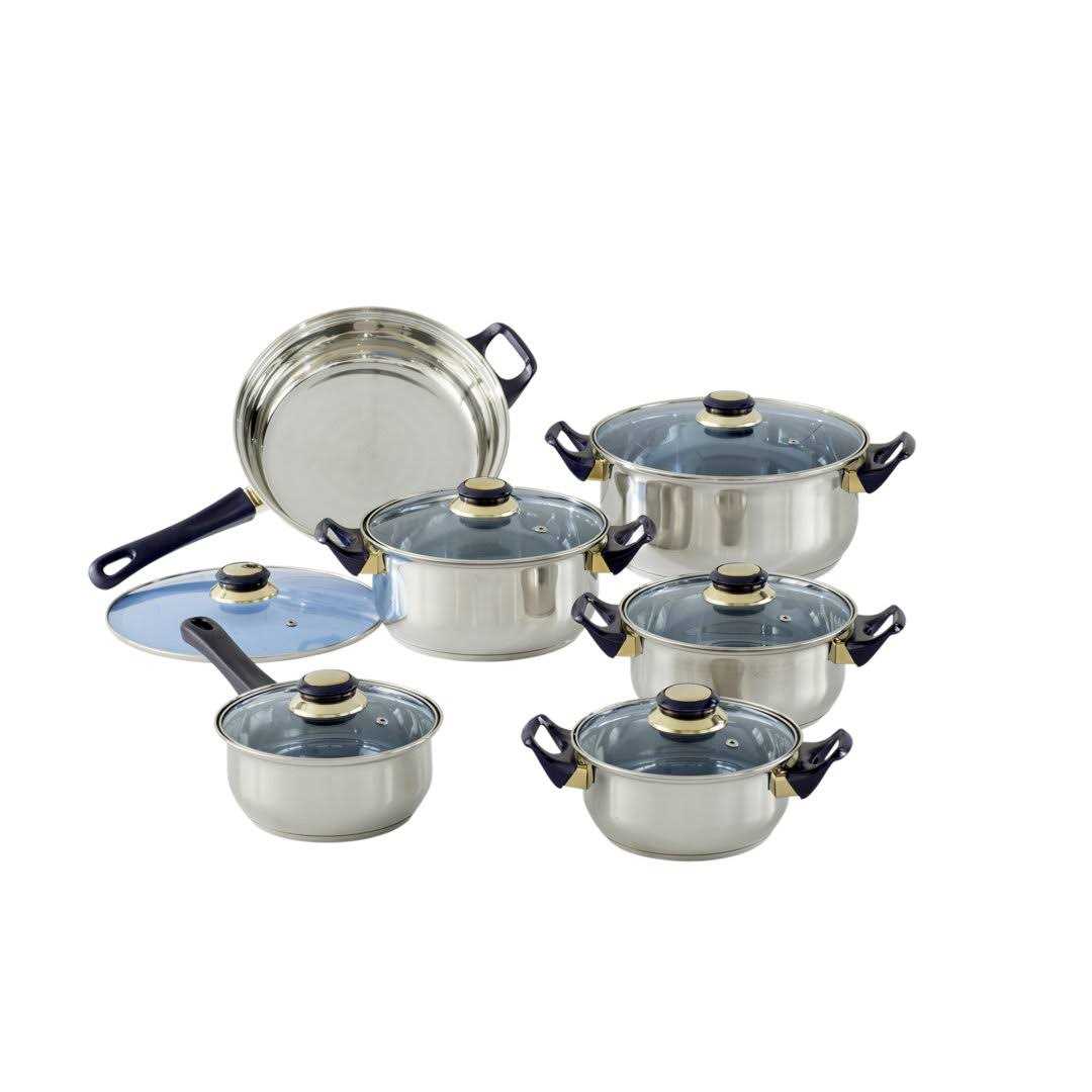 Wayfair Basics 12 Piece Stainless Steel Cookware Set 7447BAE07FBA4894877B9FB0D658302A