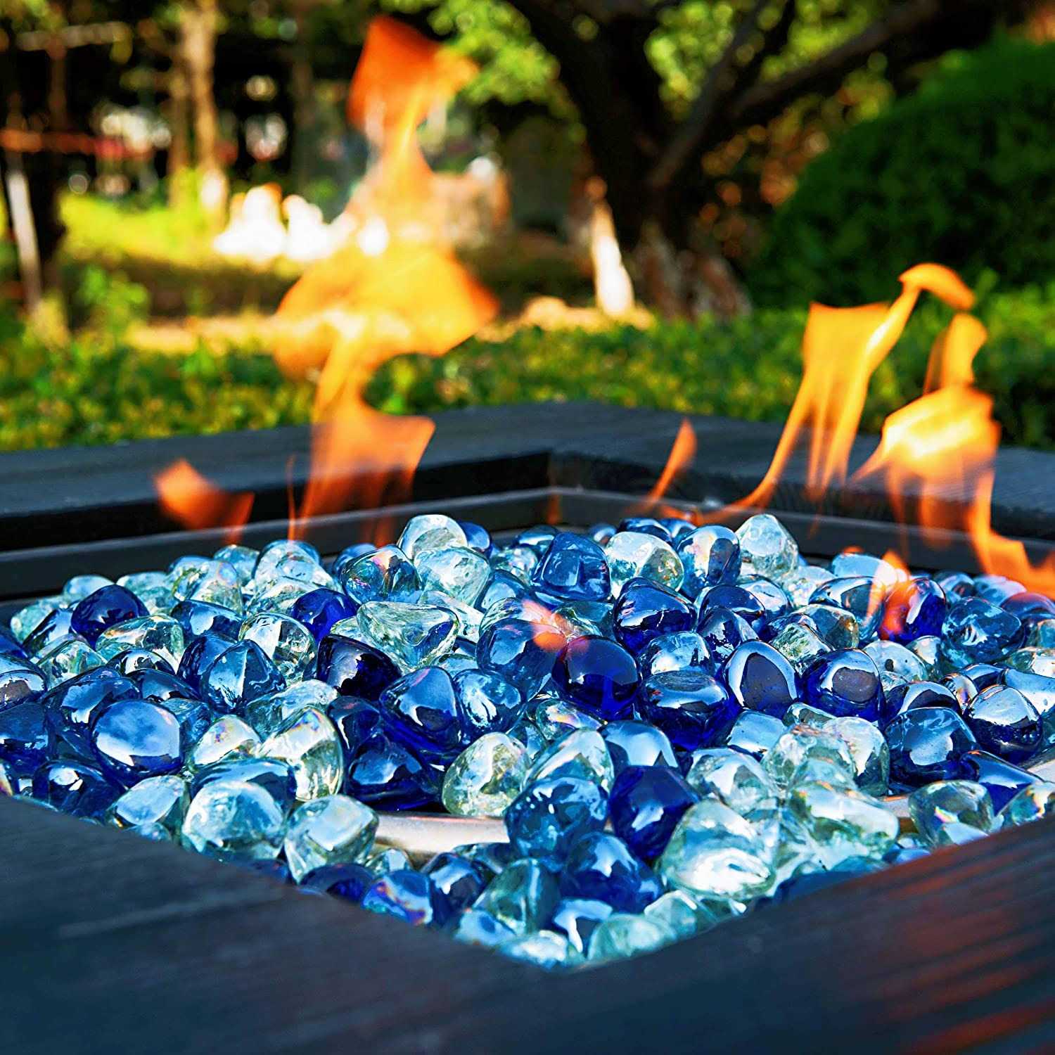Chilli Cosmos Fire Glass Diamond 1 Inch Fire Pit Glass Rocks for Propane or Gas Fire Pit