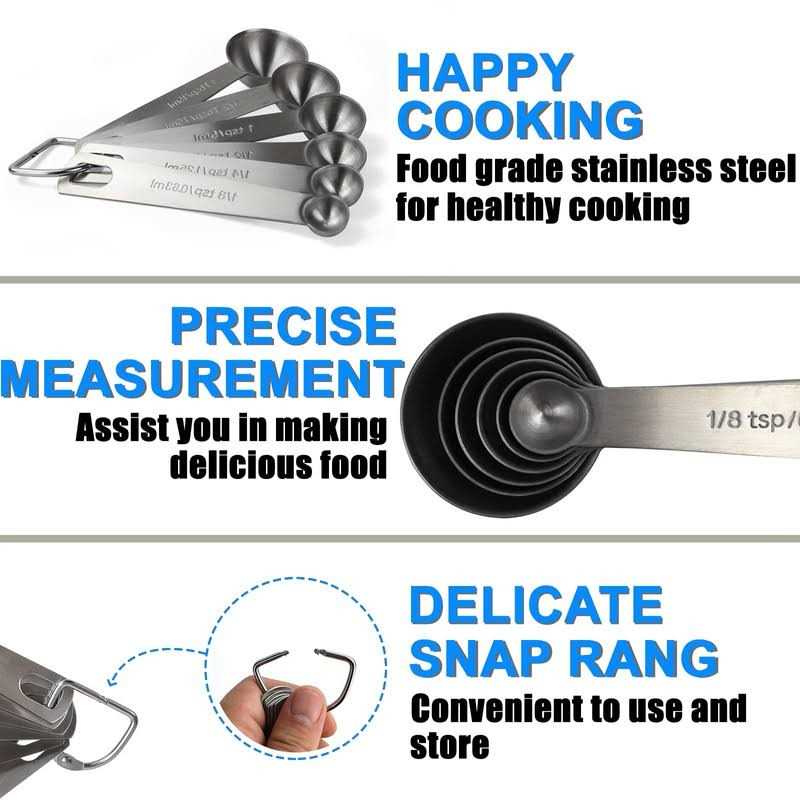Rena Chris Measuring Spoons, Premium Heavy Duty 18/8 Stainless Steel Measuring Spoons Cups Set, Small Tablespoon with Metric and US Measurements