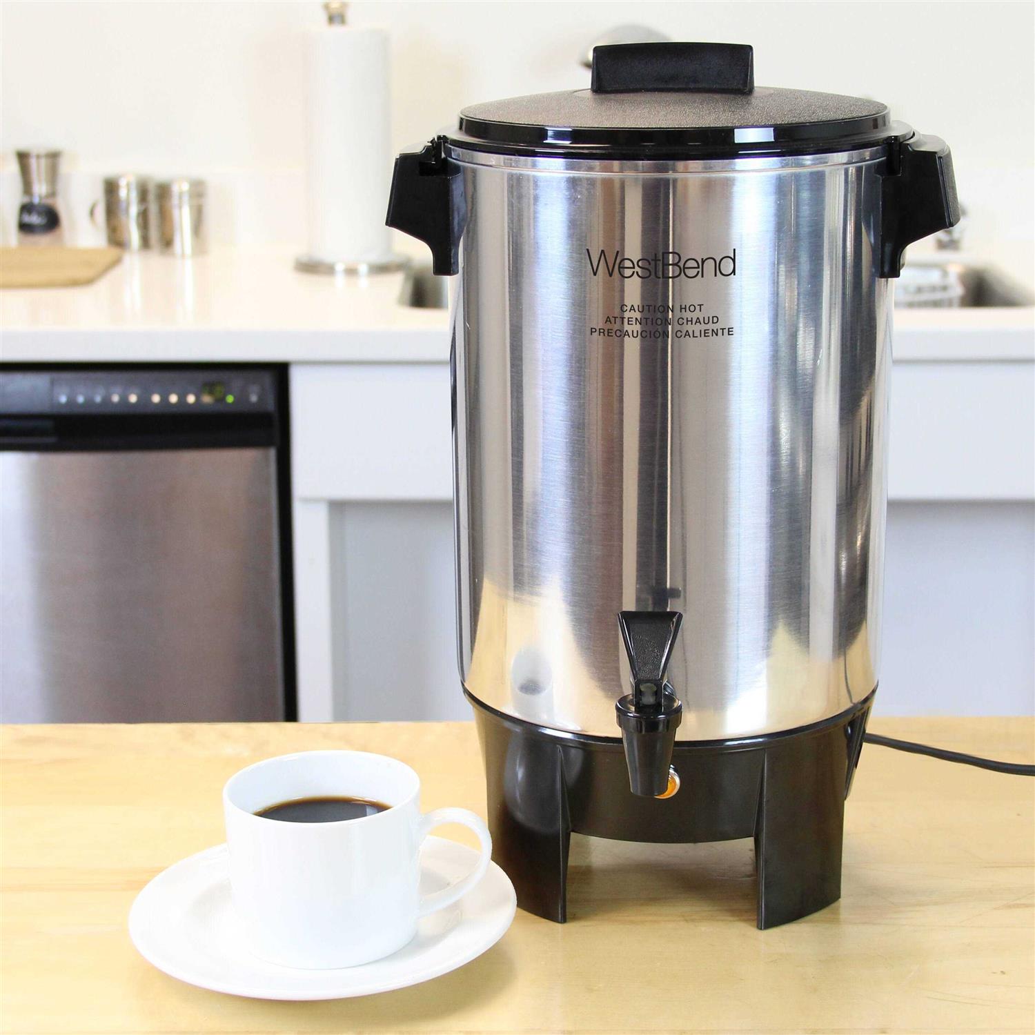 West Bend Coffee Party Percolator, Polished Aluminum, 30 Cup Capacity