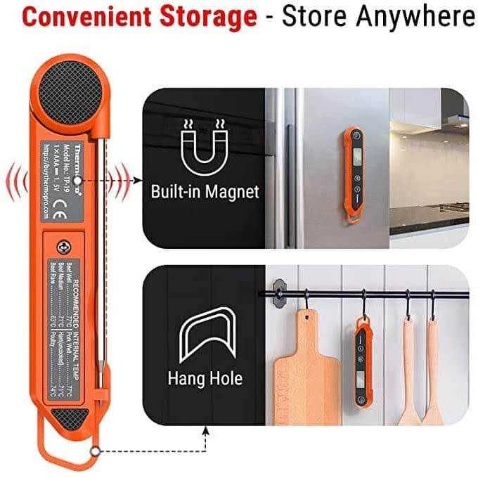 ThermoPro Digital Instant Read Meat Thermometer for Grilling Waterproof Kitchen Food LCD Thermometer with Calibration & Backlight Smoker Oil Fry