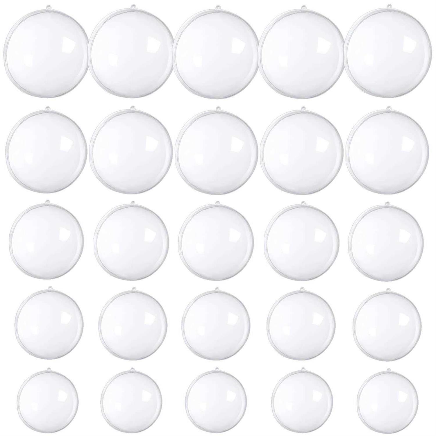 25 Pcs Clear Plastic Fillable Ornaments,transparent Diy Craft Ball,Clear Diy Chr