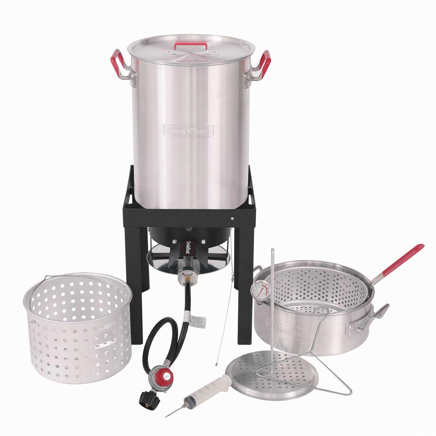 CreoleFeast TFS3010 30 Qt.Turkey and 10 Qt. Fish Fryer Boiler Steamer Set