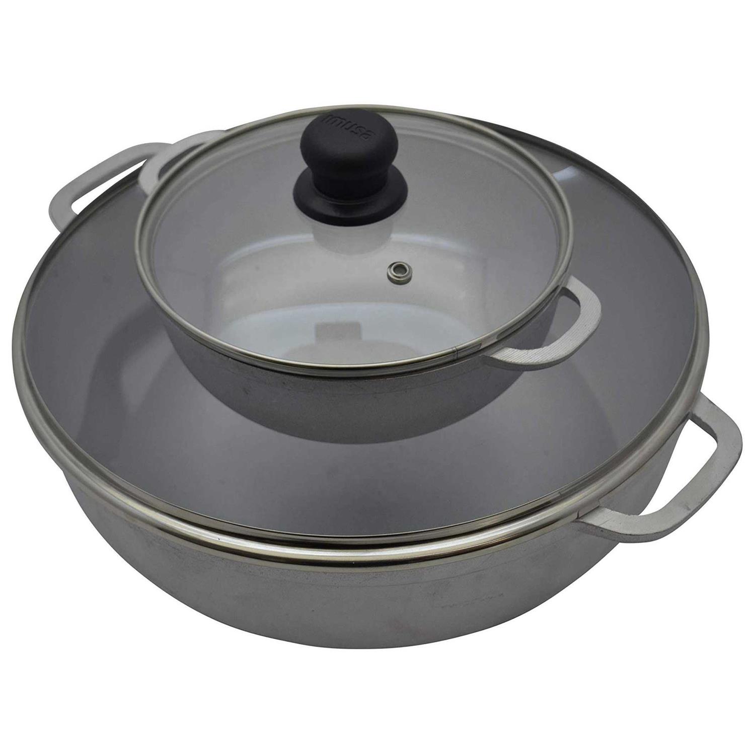 IMUSA 2 Piece Cast Aluminum Caldero Set with Glass Lid