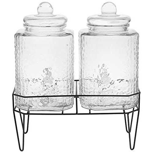 Style Setter Hamburg Glass Beverage Dispensers with Stand