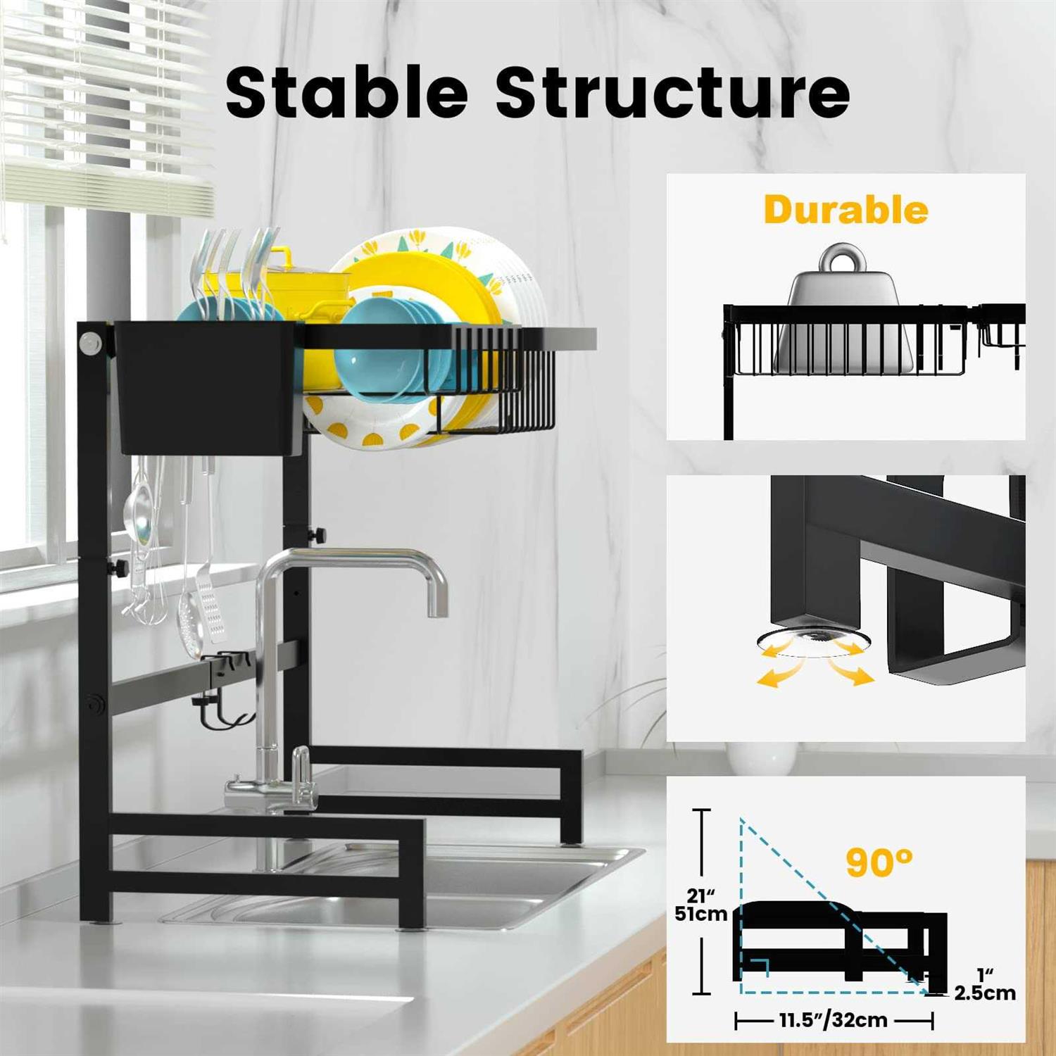 MERRYBOX Over The Sink Dish Drying Rack Adjustable Length