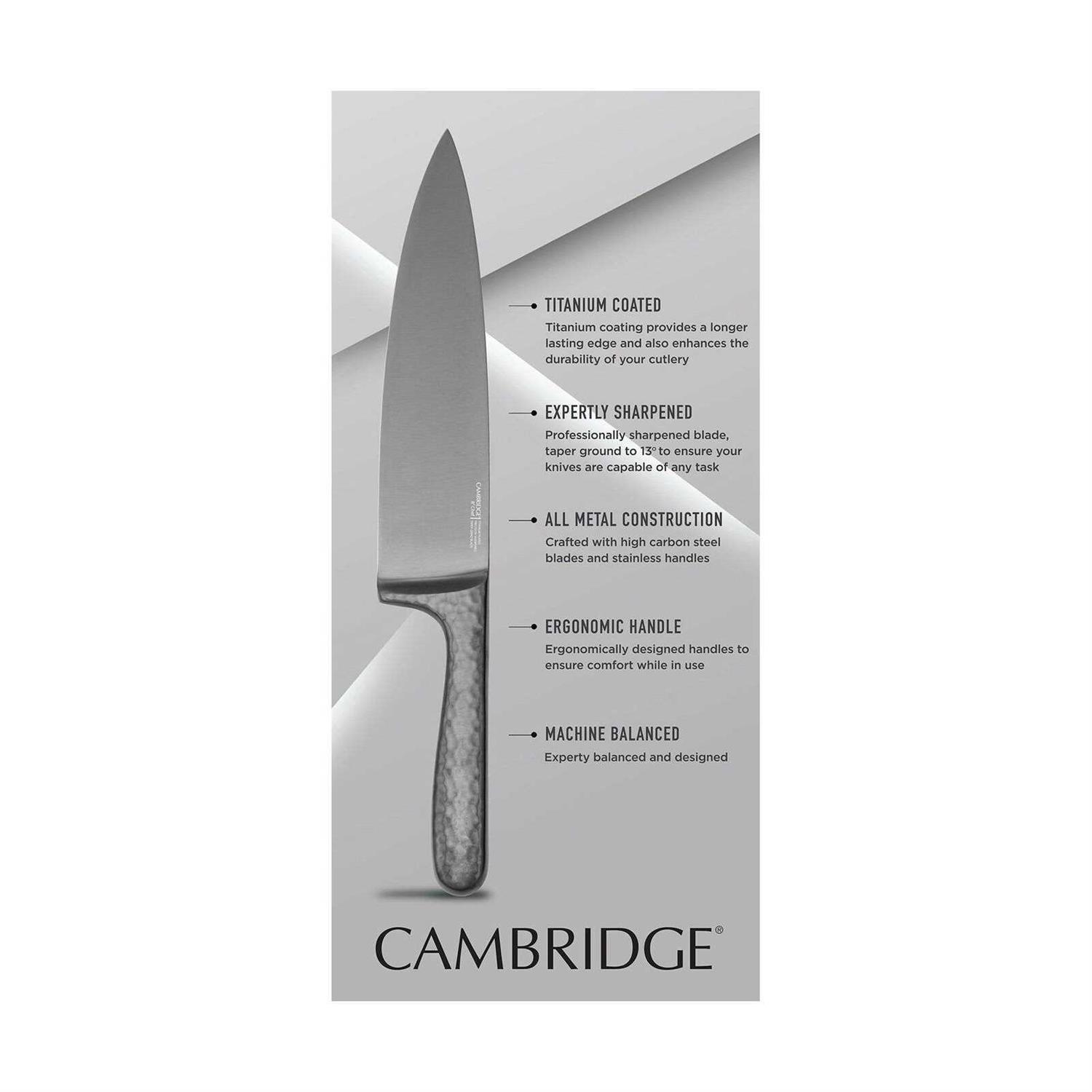 Cambridge Silversmiths Nero Hammered Titanium 12 Piece Cutlery Set with Block