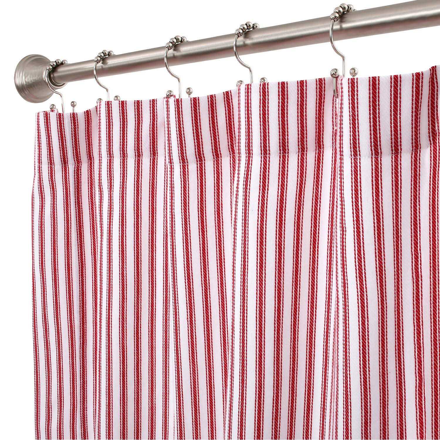 Cackleberry Home and White Ticking Stripe Shower Curtain Woven Cotton 72 Inches W x