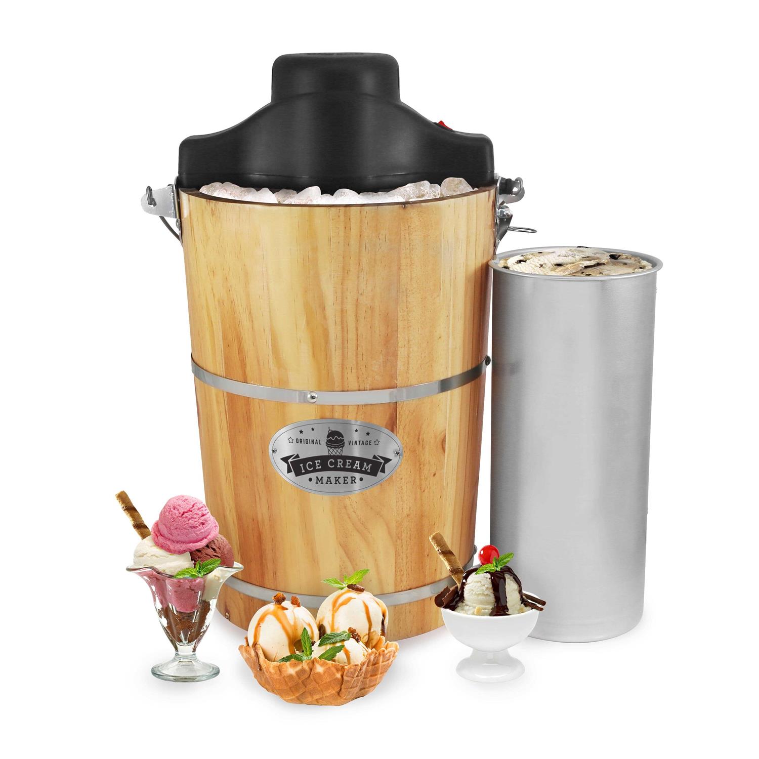 Elite Gourmet 6-Quart Old-Fashioned Ice Cream Maker