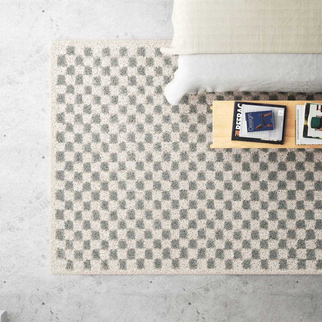 Walker Checkered Cream Shag Area Rug AllModern Rug