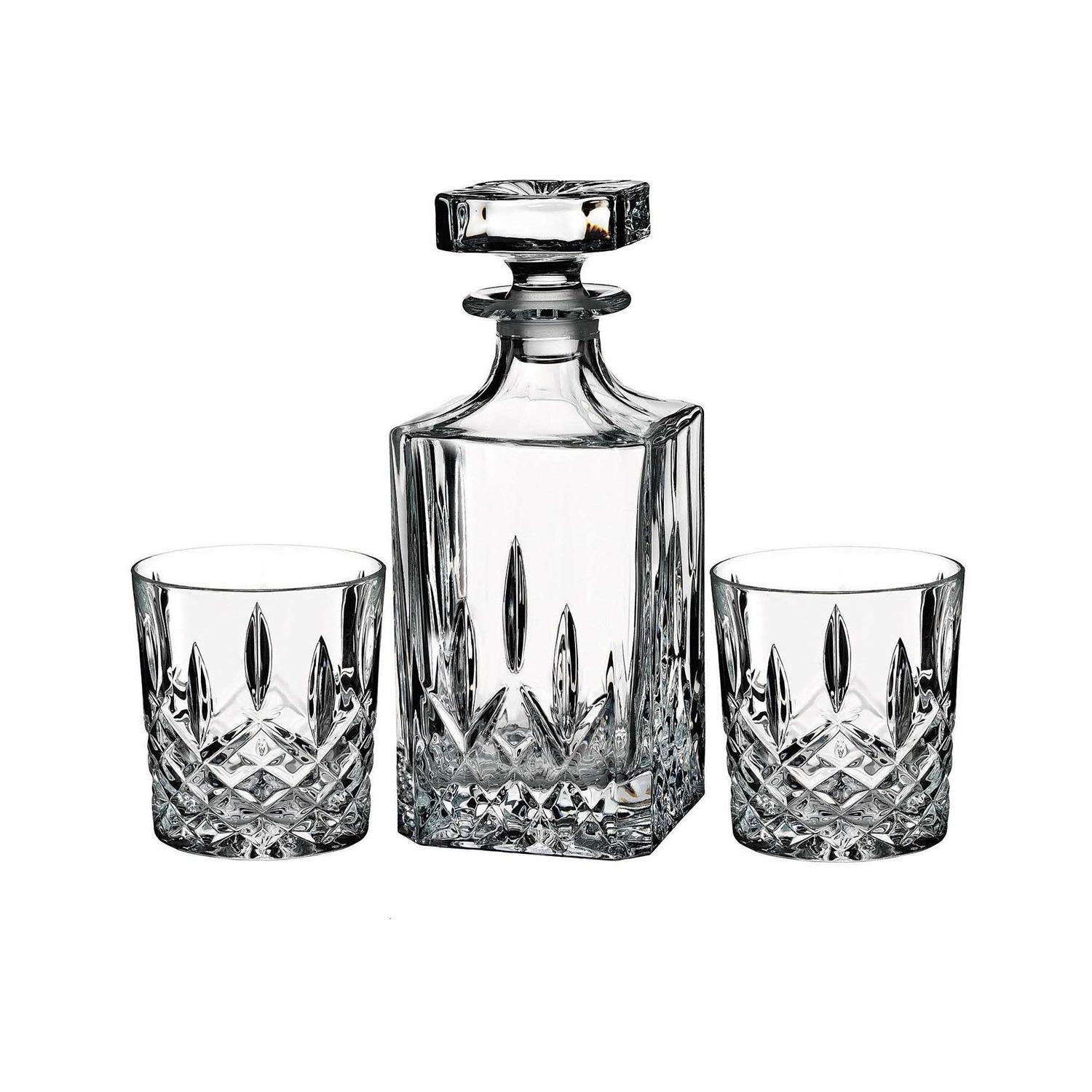 Marquis by Waterford Markham Square Decanter Double Old Fashioned Glass Set