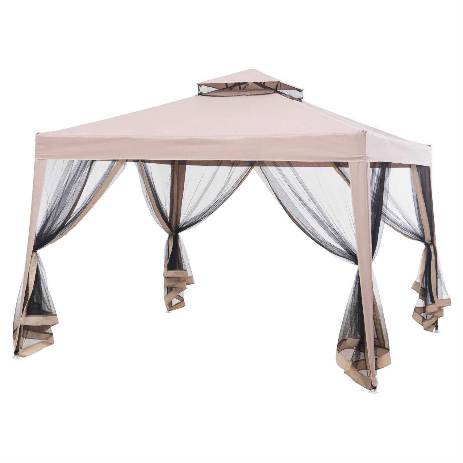 Sunjoy 10 x 10 Foot Hampton Soft Top Gazebo with Mosquito Netting