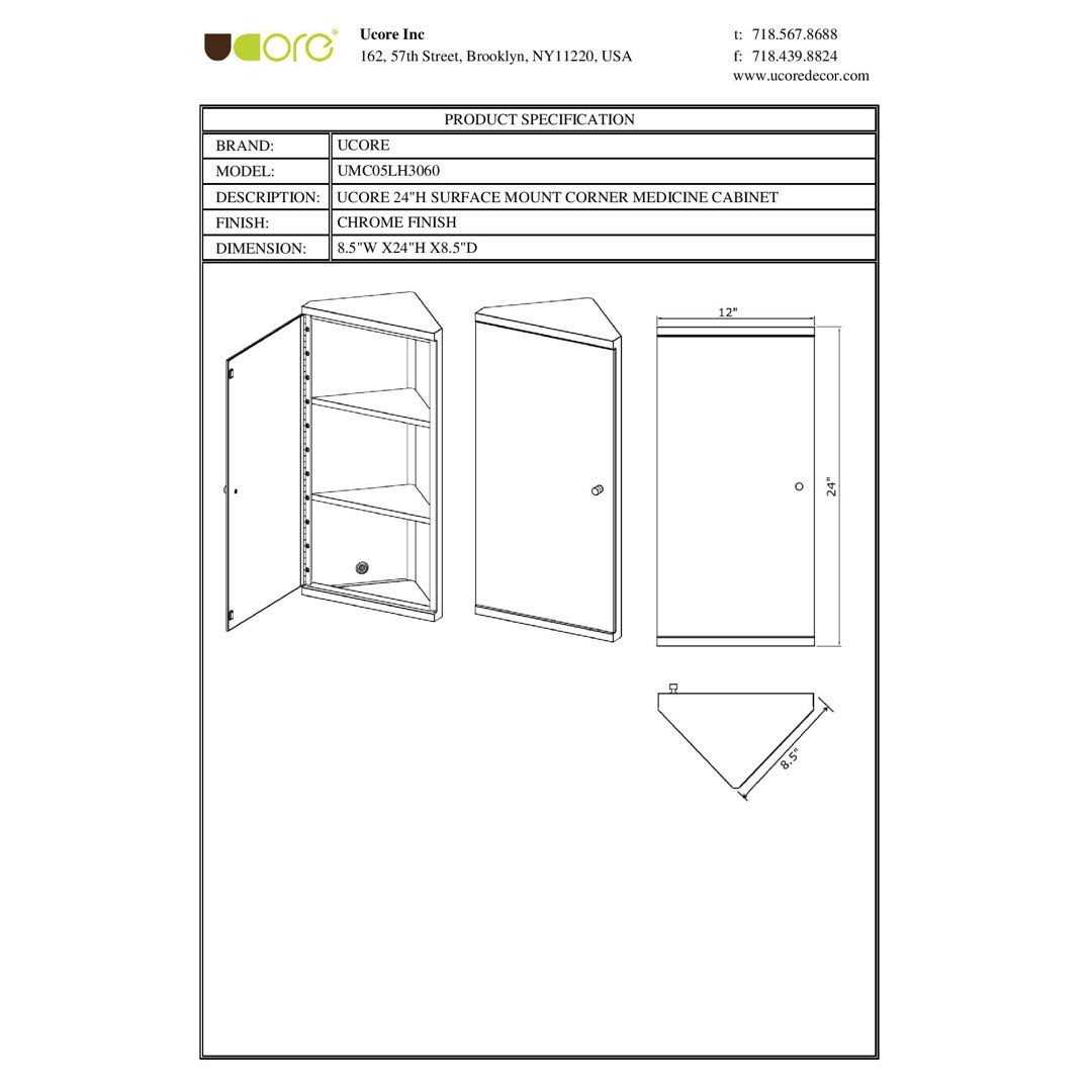 12 W x 23.6 H Wall Mounted Cabinet UCore