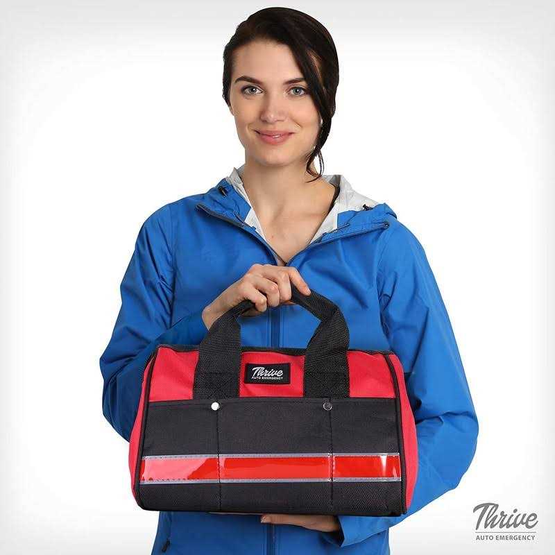 Thrive Roadside Emergency Car Kit Safety Accessories And Tool with Jumper Cables And Mini First Aid Kit for Women And Men