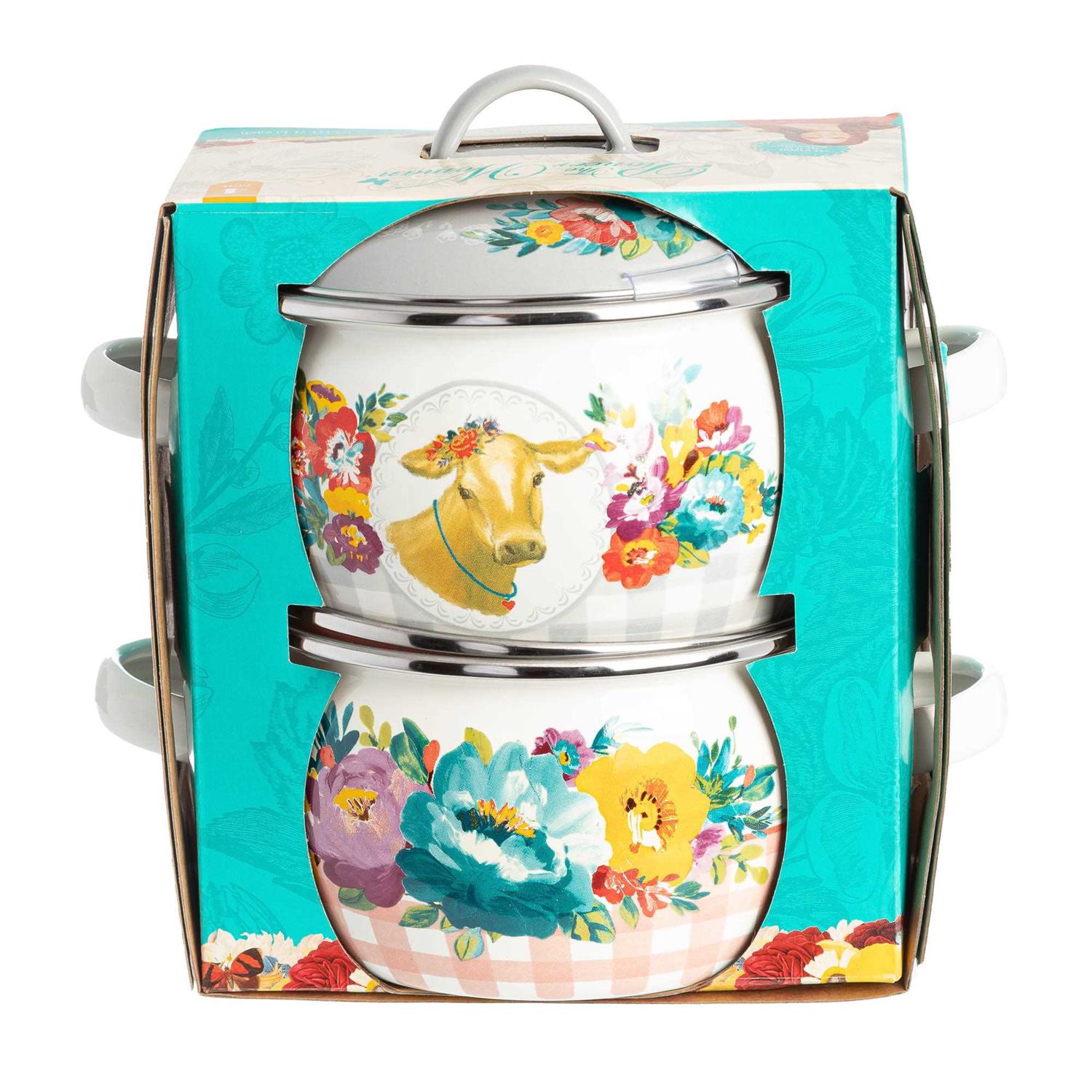 The Pioneer Woman Sweet Romance Enamel on Steel Mini Dutch Oven with Lid