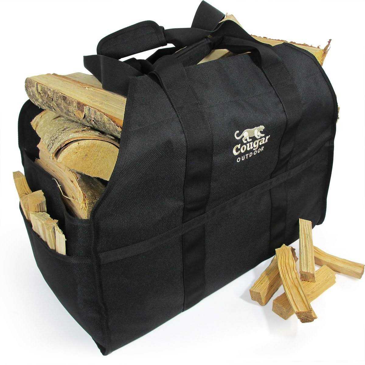 Cougar Outdoor Firewood Carrier Log Carrier Waterproof Heavy Duty Extra Large Capacity Canvas Wood Carrying Bag for Firewood