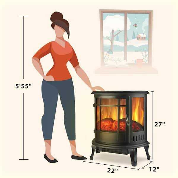 Lifeplus Electric Fireplace Stove 27 in. Freestanding Fireplace Heater with Adjustable 3D Flame Effect