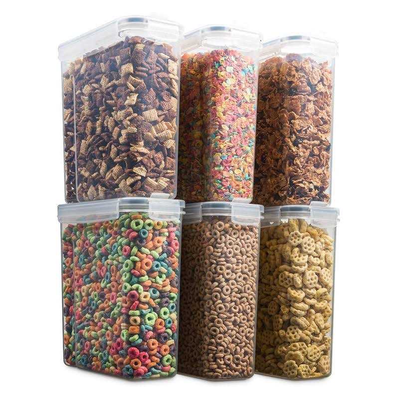 Seseno 6 Pack Airtight Cereal & Dry Pet Food Storage Container BPA Free Plastic Kitchen and Pantry Organization Canisters