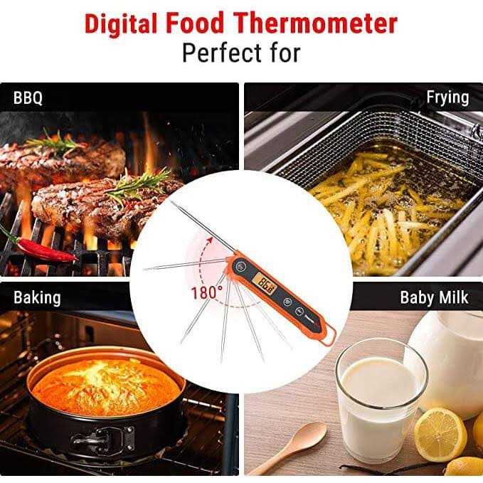 ThermoPro Digital Instant Read Meat Thermometer for Grilling Waterproof Kitchen Food LCD Thermometer with Calibration & Backlight Smoker Oil Fry