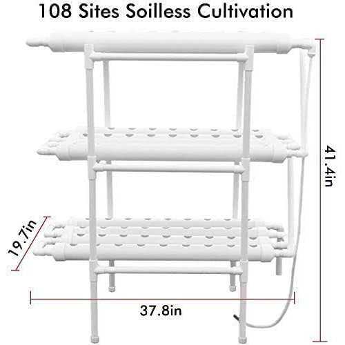ZXMT Hydroponic Grow Kit 108 Plant Sites 3 Layers Hydroponics Grow