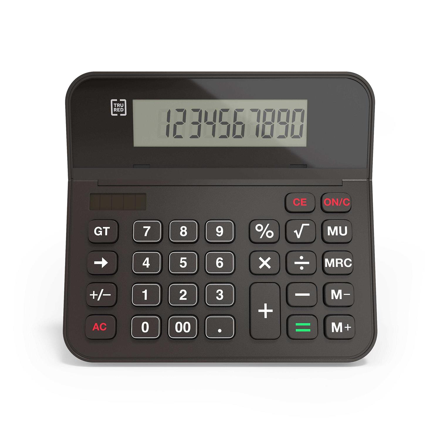 Tru RED Staples 10-Digit Battery/Solar Powered Basic Calculator