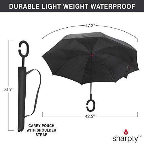 Sharpty Inverted Windproof Reverse Umbrella for Women with UV Protection