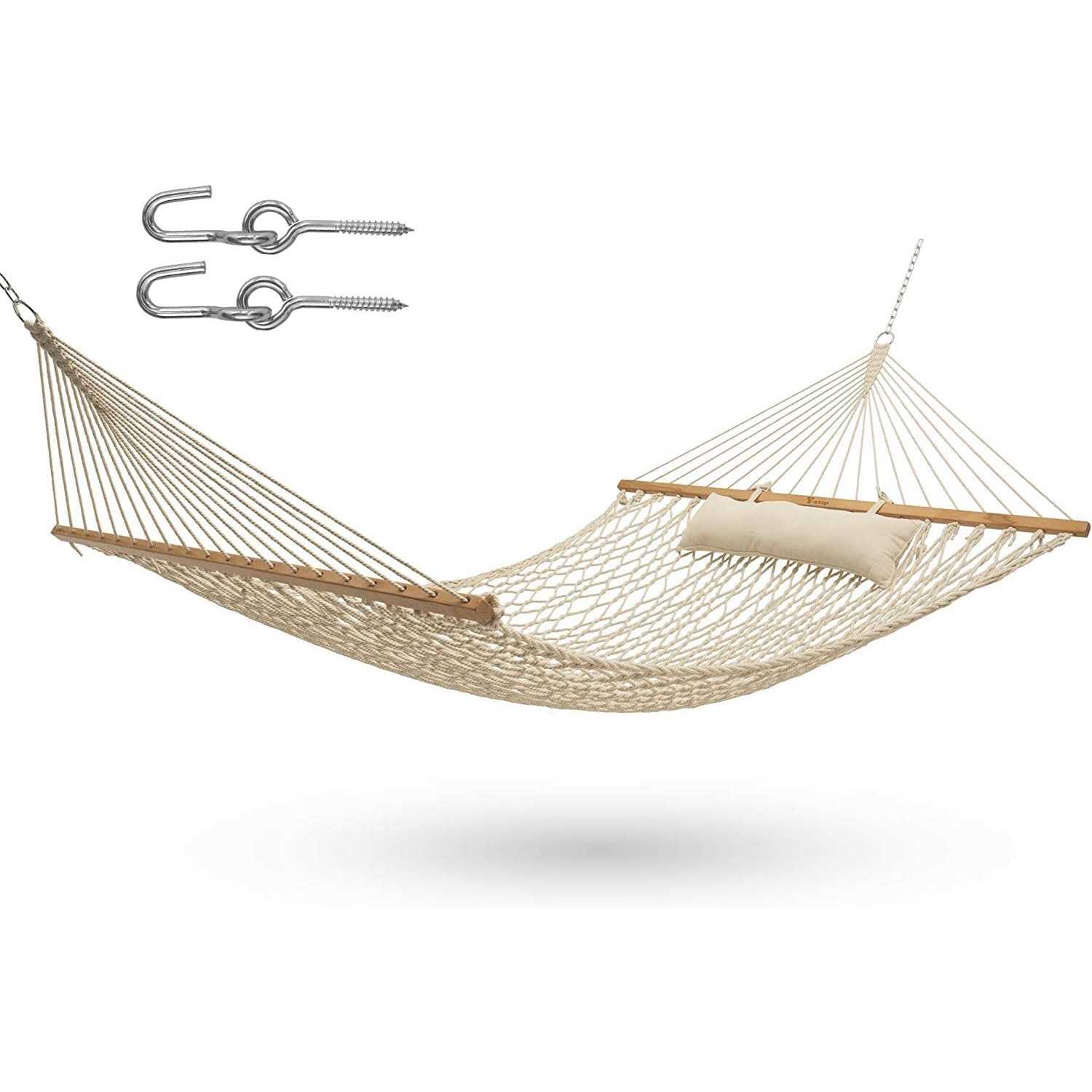 Y- STOP Hammocks, Traditional Cotton Rope Hammock with Chains and Hooks for Outdoor