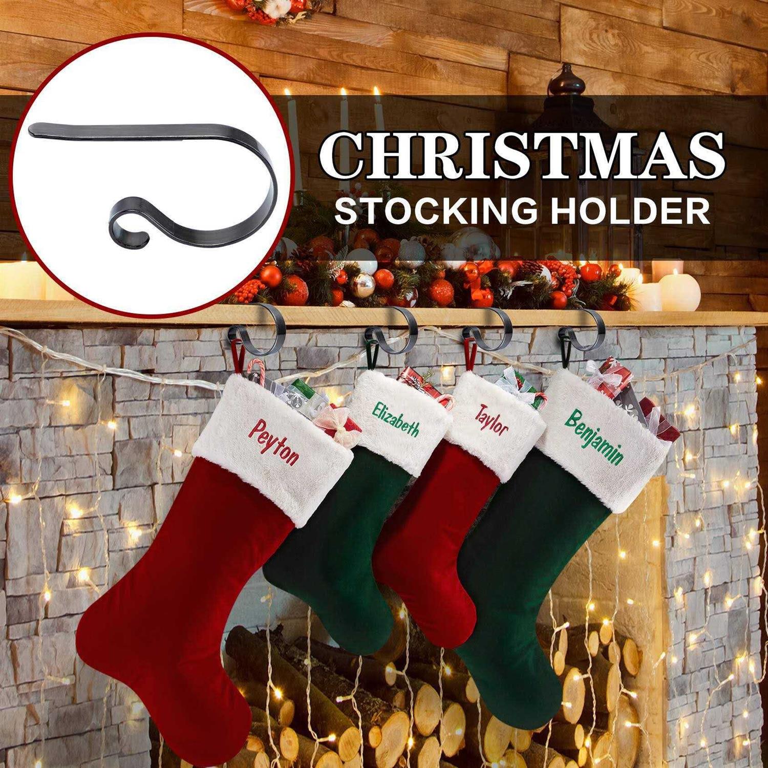 Christmas Stocking Holders For Mantle Set 4,protective Pads Christmas Stocking Holders For Fireplace Mantle,multi-uses Stocking Hooks For Mantle