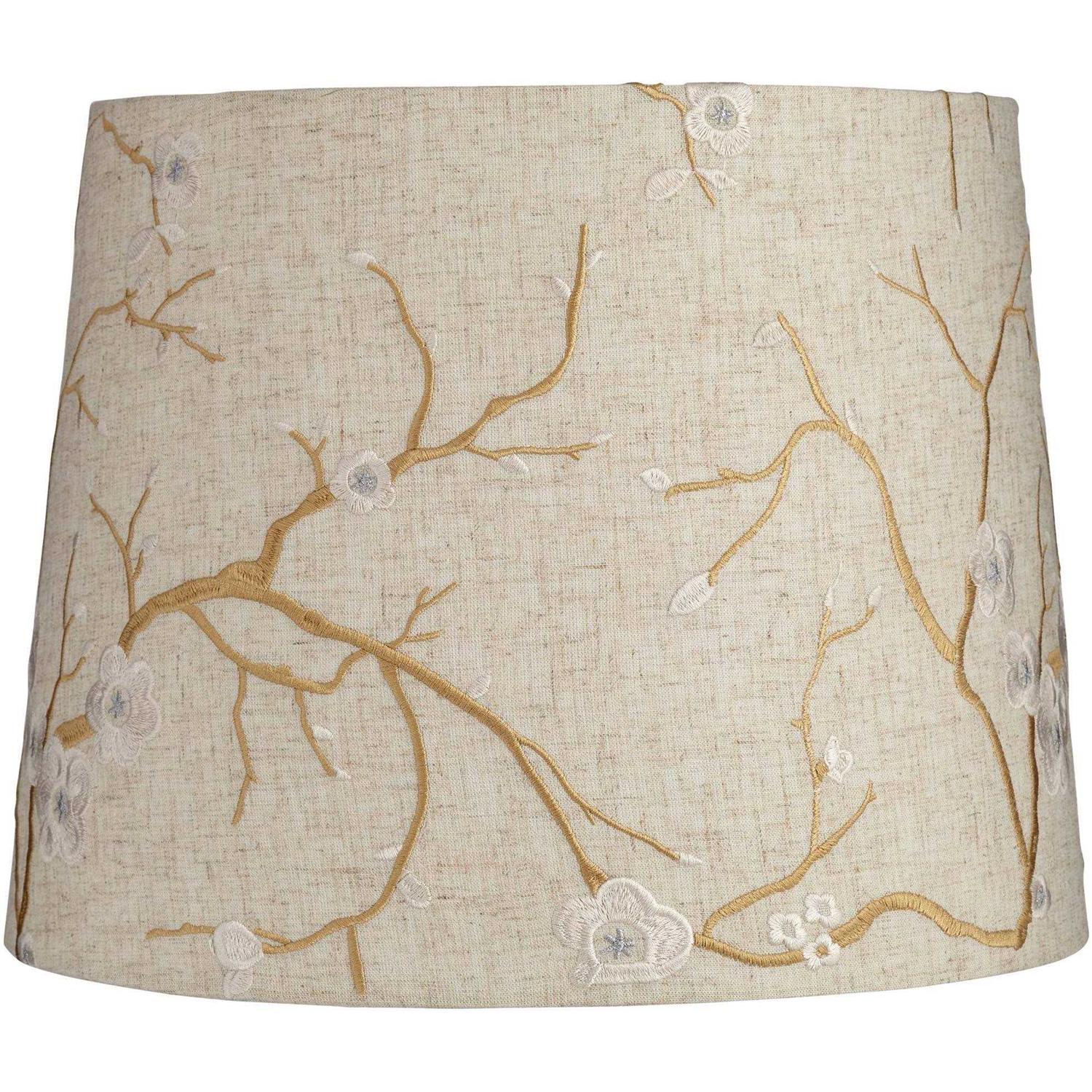 Springcrest Beige Plum Flower Embroidery Drum Shade 12x14x11