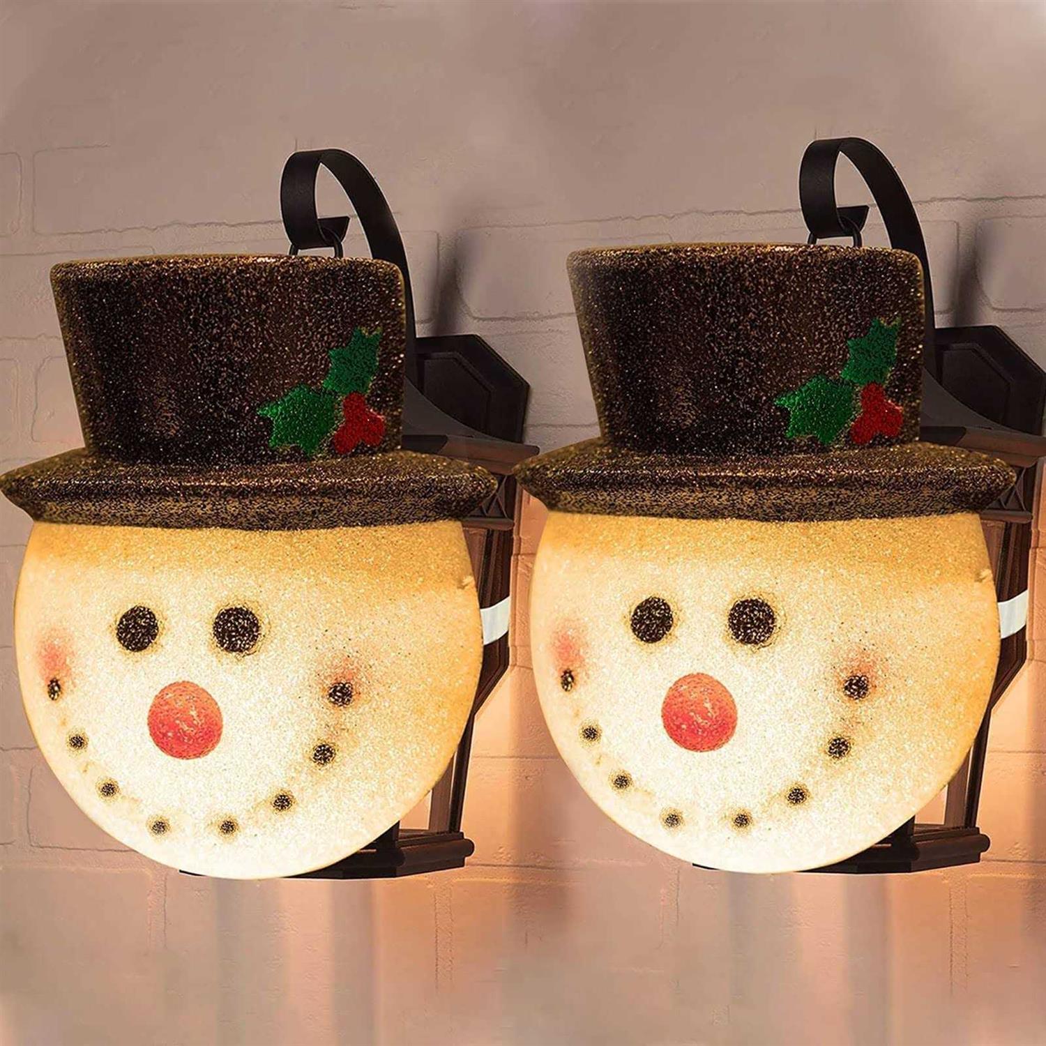 MorTime Set of 2 Christmas Snowman Lampshade for Corridor Wall Lamp Decoration Outside Xmas Lamp Shade Holiday Decor