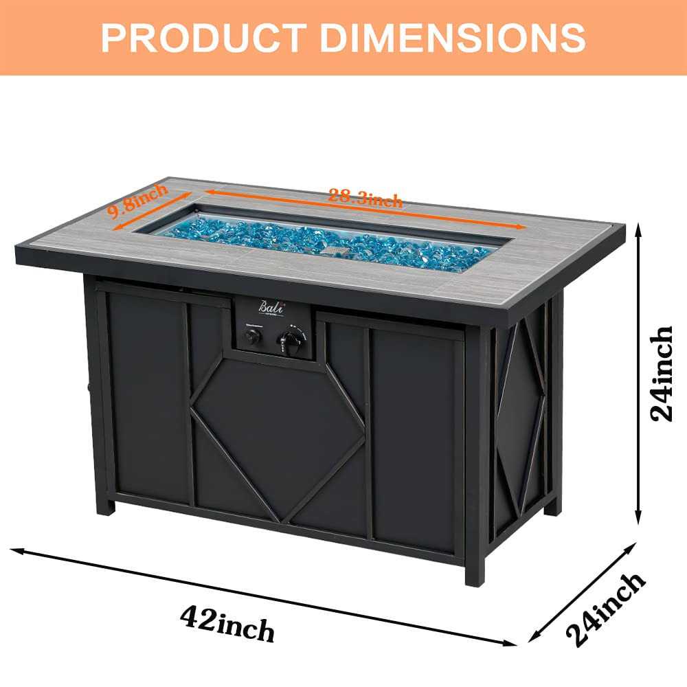 Bali Outdoors Propane Fire Pit 60000 Btu Fire Pit Table With Ceramic Tile Tabletop Rectangle for Garden/patio