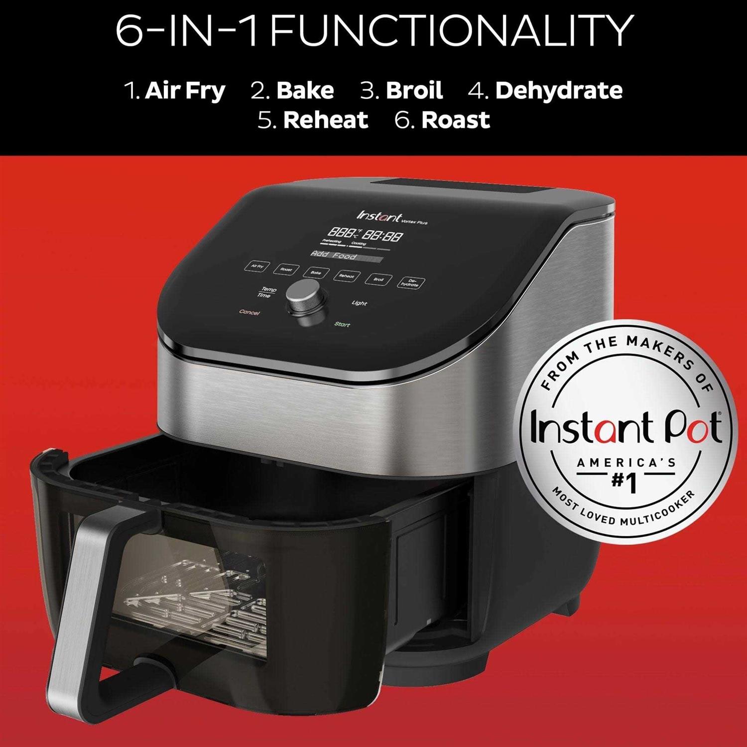Instant Vortex Plus 6-quart Stainless Steel Air Fryer with ClearCook and OdorErase