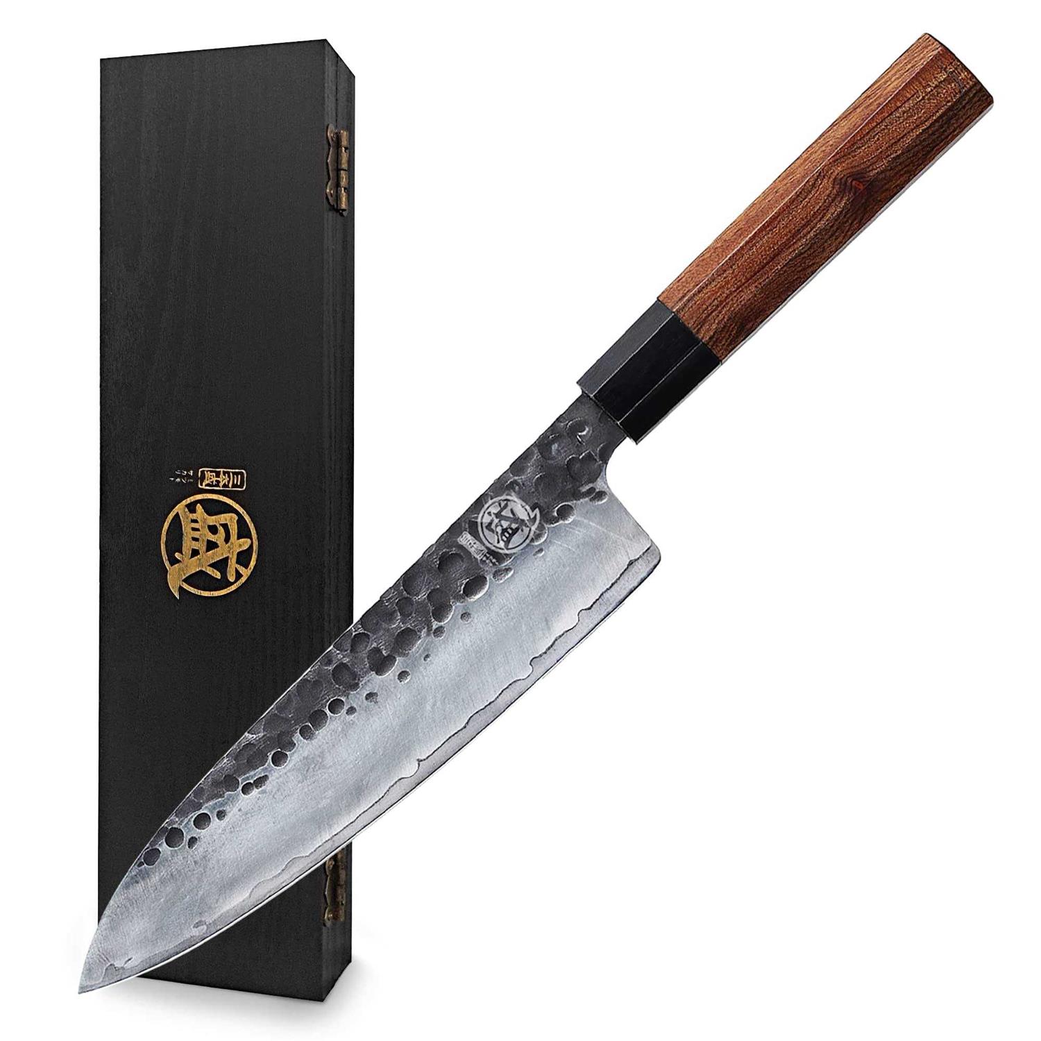 MITSUMOTO SAKARI 8 inch Japanese Gyuto Chef Knife Professional Hand Forged Kitchen Chef Knife
