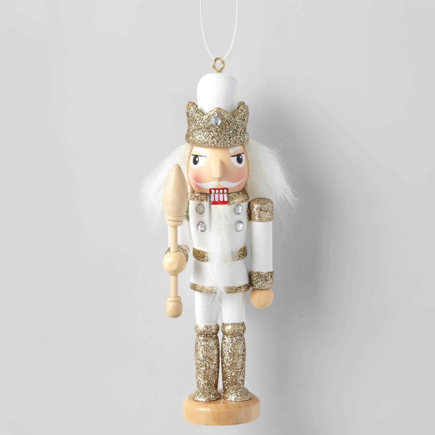 Wondershop Nutcracker Christmas Tree Ornament White/Gold