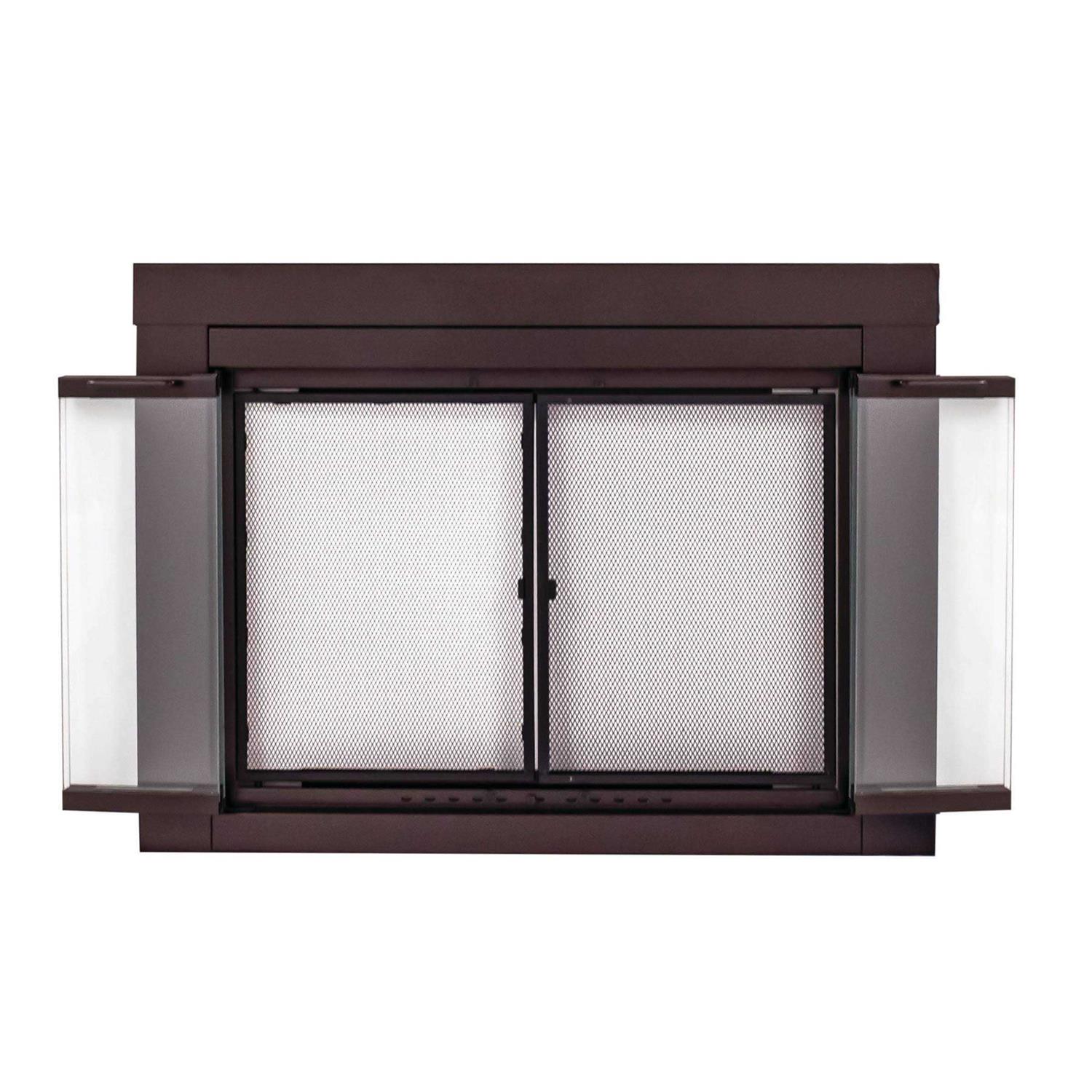 Pleasant Hearth Ascot Fireplace Glass Door — For Masonry Fireplaces, Medium, Black, Model AT-1001