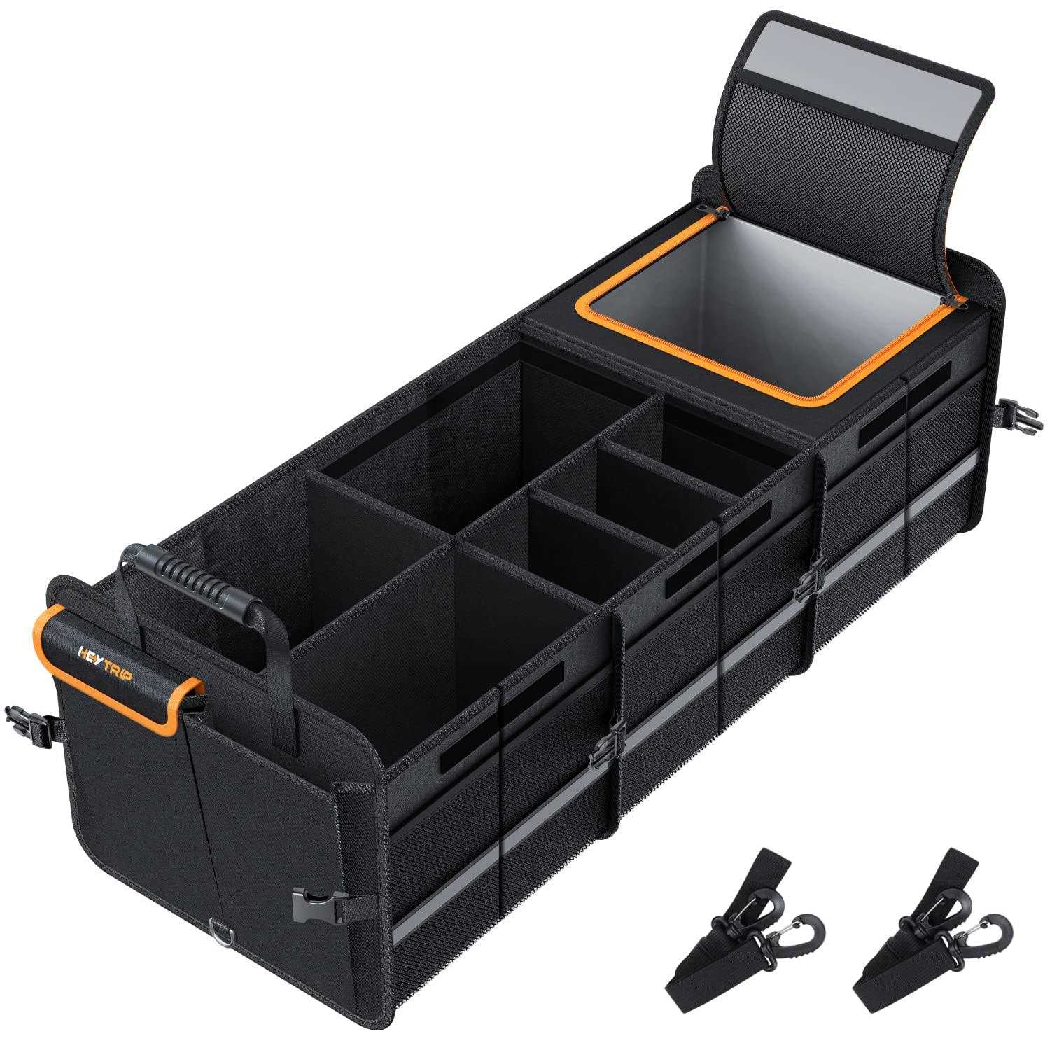 Heytrip Large Trunk Organizer With Built-in Leakproof Cooler Bag 2 Tie-Down Straps