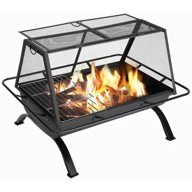 SUNCREAT 30,31,34,36,42 inches Outdoor Fire Pit with Spark Screen and Log Poker