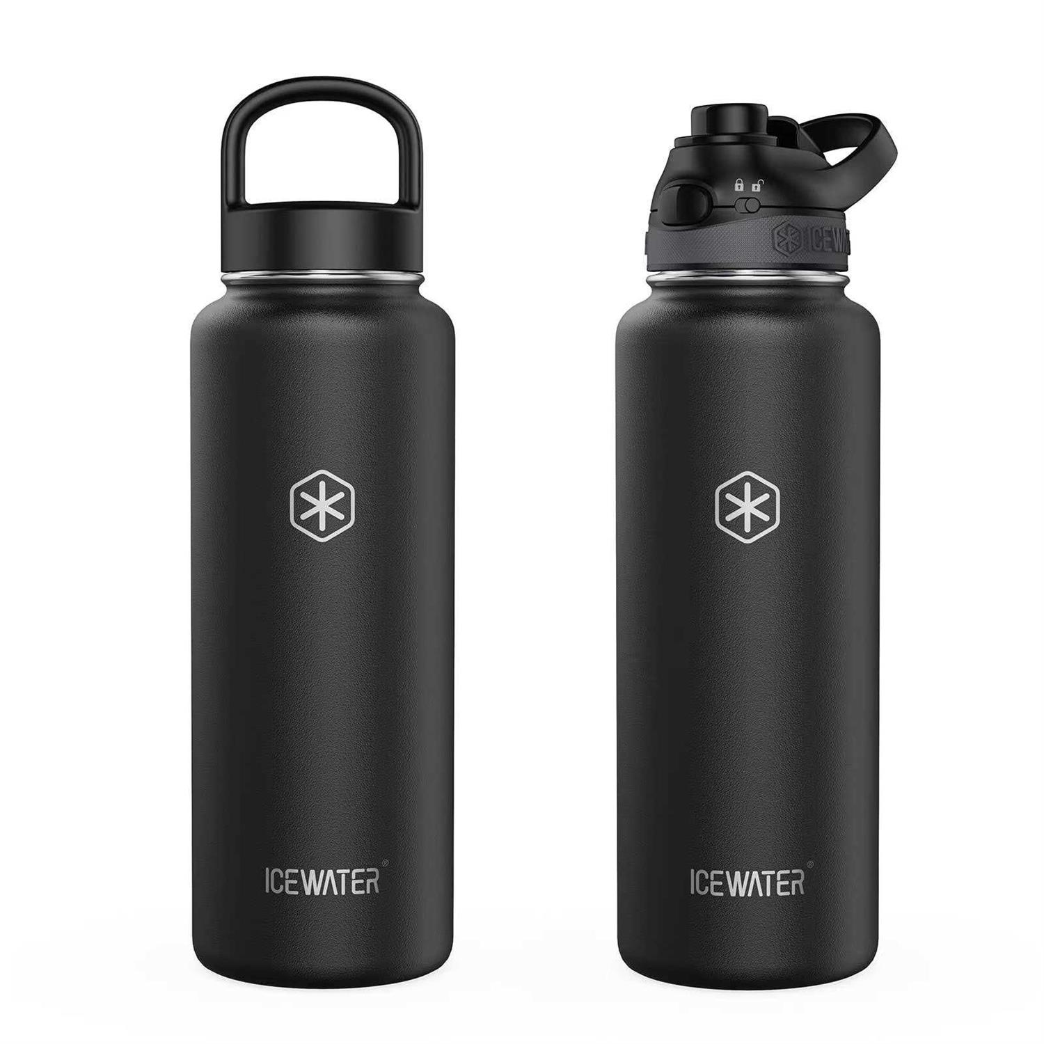 ICEWATER-40 oz Soft Auto Straw Lid Insulated Water Bottle With Straw