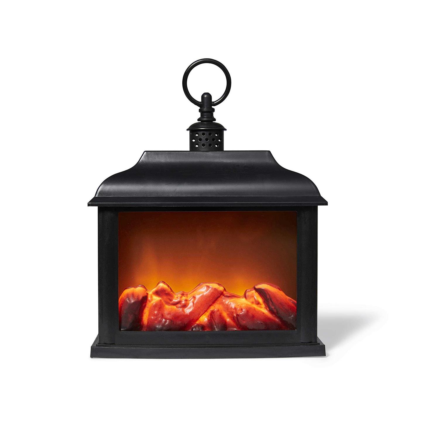 A Cheerful Giver Black Flameless Fireplace Lantern